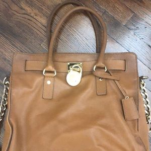 Large Hamilton Padlock Tote Brown Leather Satchel